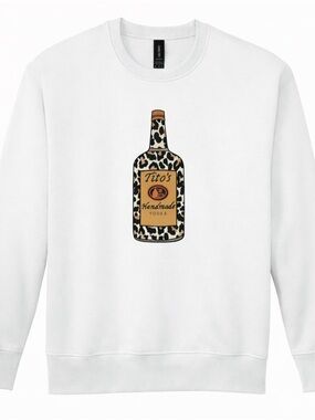 Leopard Bottle Graphic Crewneck Sweatshirt Trendy Aesthetic Cozy Casual Style